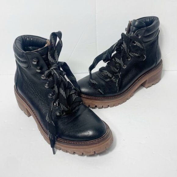 Gentle Souls Brenna Combat Moto Boot Black Lace-Up Leather Upper Size 7.5 - Picture 7 of 15